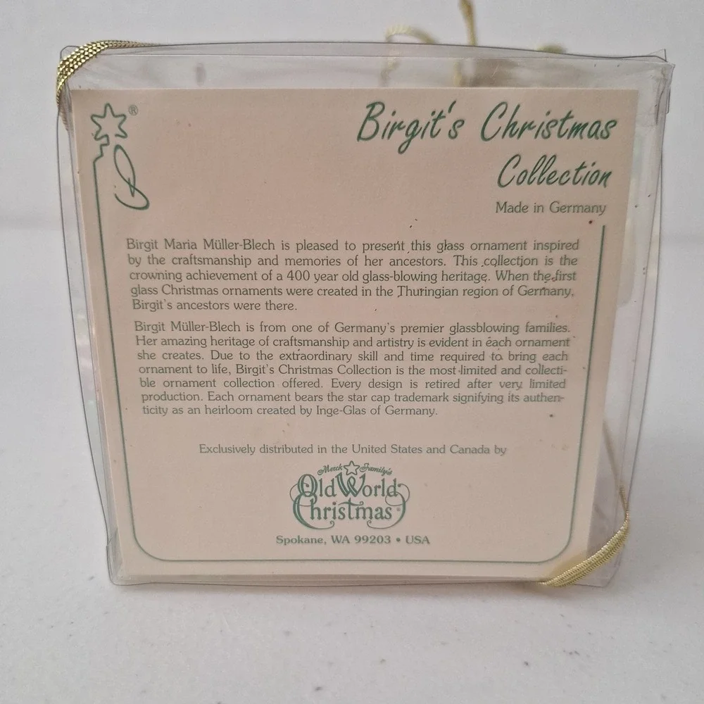 RARE Retired Inge Glass Birgit's Collection Basket Christmas Ornament GERMANY